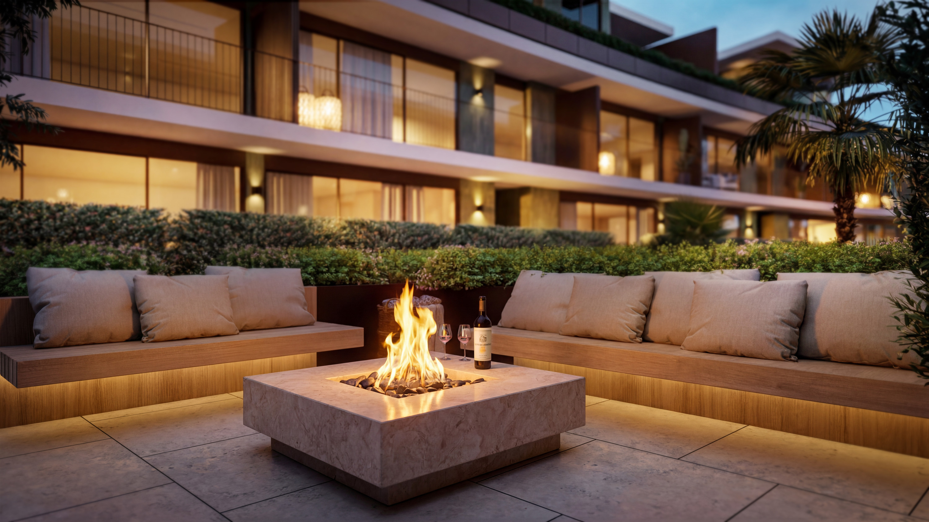 Residential exterior evening visualisation